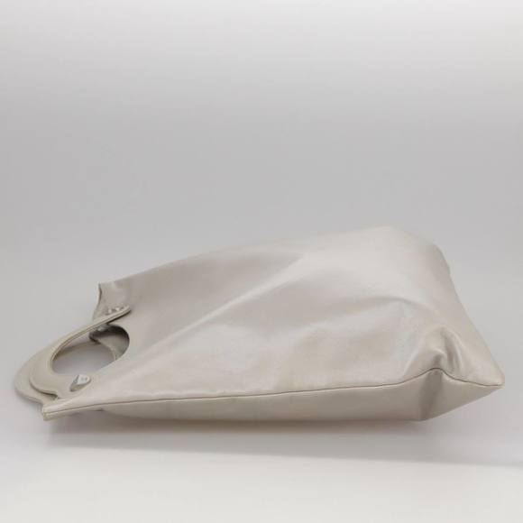 CHANEL Matelasse Hand Bag Leather Silver Light Gray Pearl CC Auth bs20615 - Picture 4 of 16